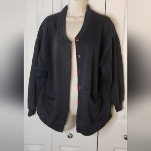 Hunts Point sweater cardigan gray button up size small pockets